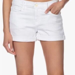 FRAME Le cutoff white denim shorts